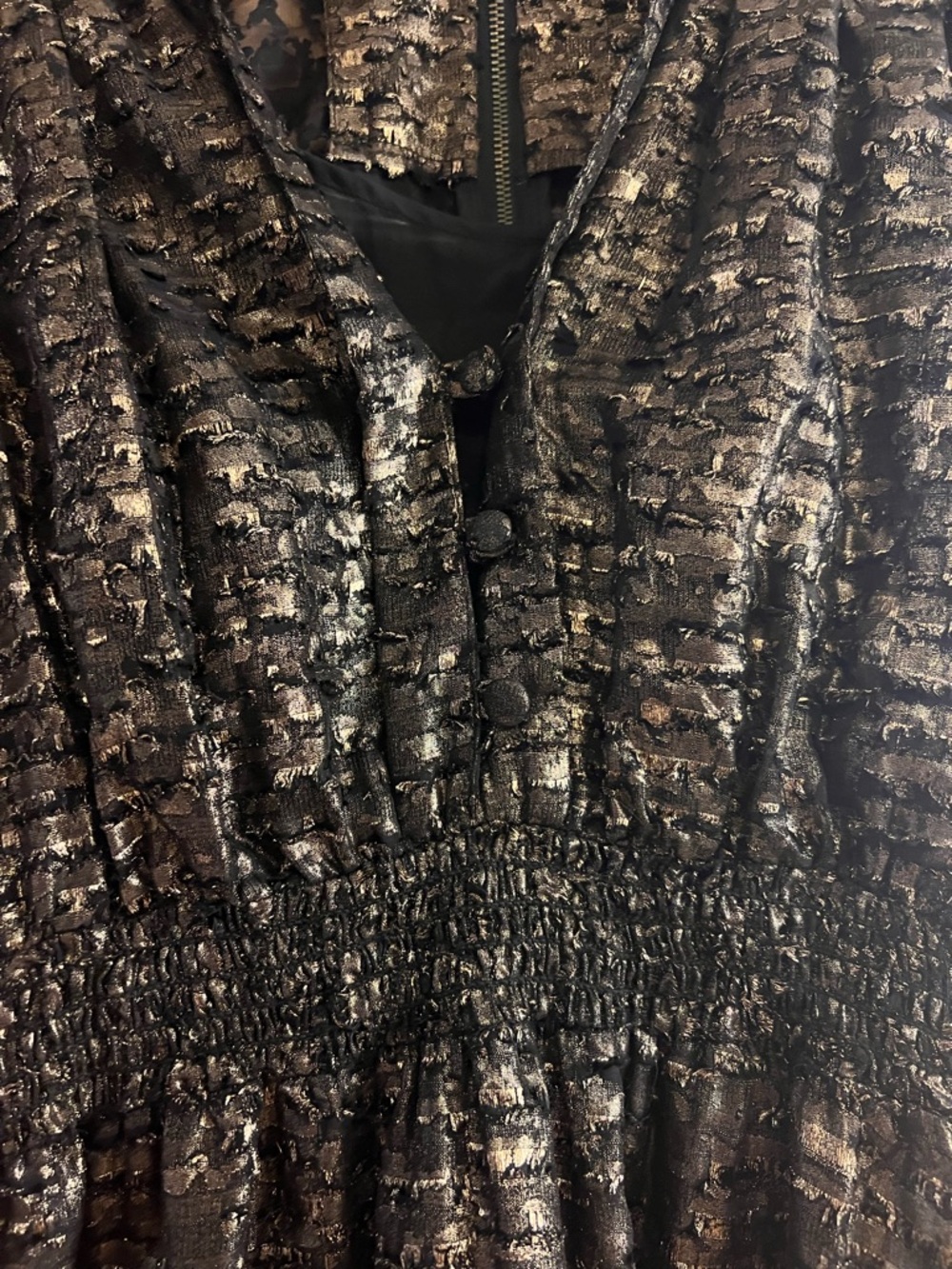 Vintage Mayle Black and Gold Textured Mini Dress sz 6 Excellent Rare Limited - Picture 4 of 9